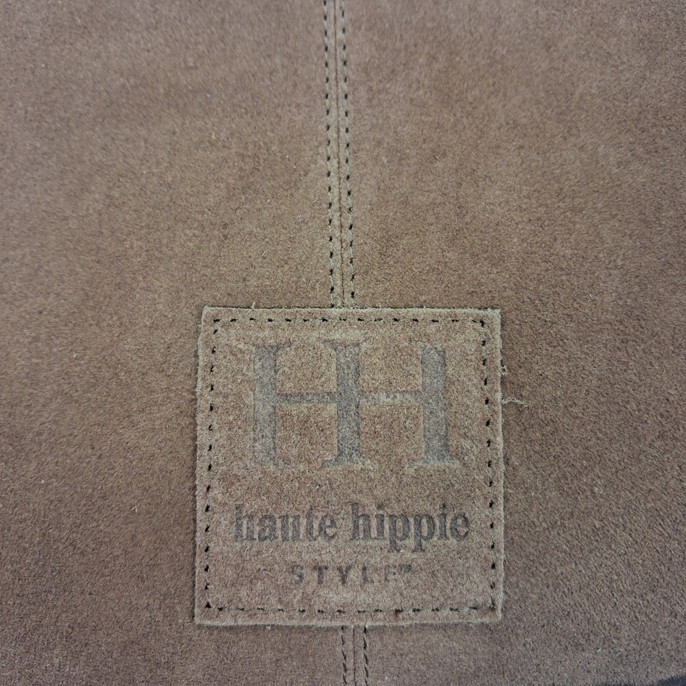 Haute Hippie Shoulder Bag Womens OS Whipstitch Shoulder Brown Suede NEW - Picture 2 of 8